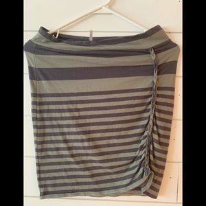 Free people green knit stripe skirt size small